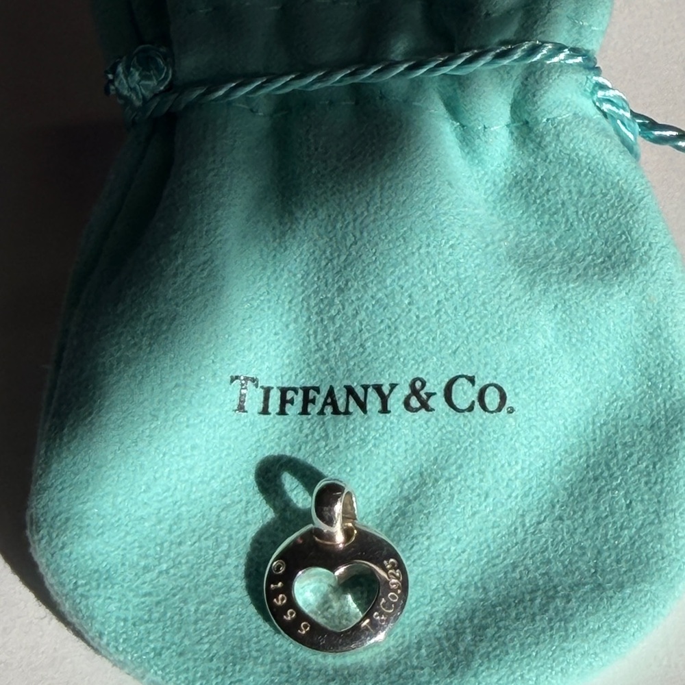 Tiffany and Co. 925 Sterling Silver 1999 Stencil Heart - Pendant Only With Pouch